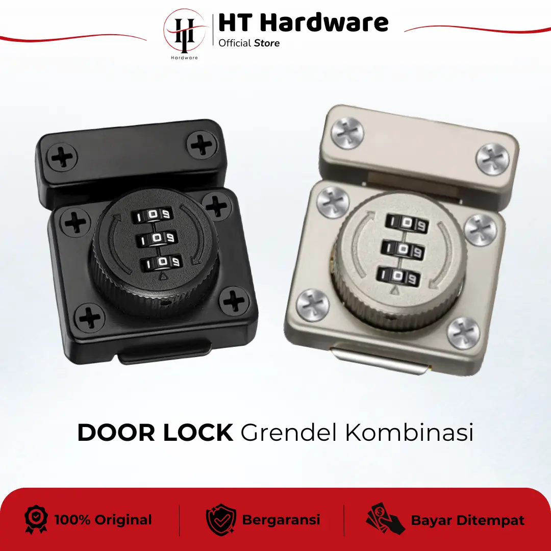 Gembok Kunci Kode Kombinasi 3 Angka Digit Slot Gerendel Pintu Stainless