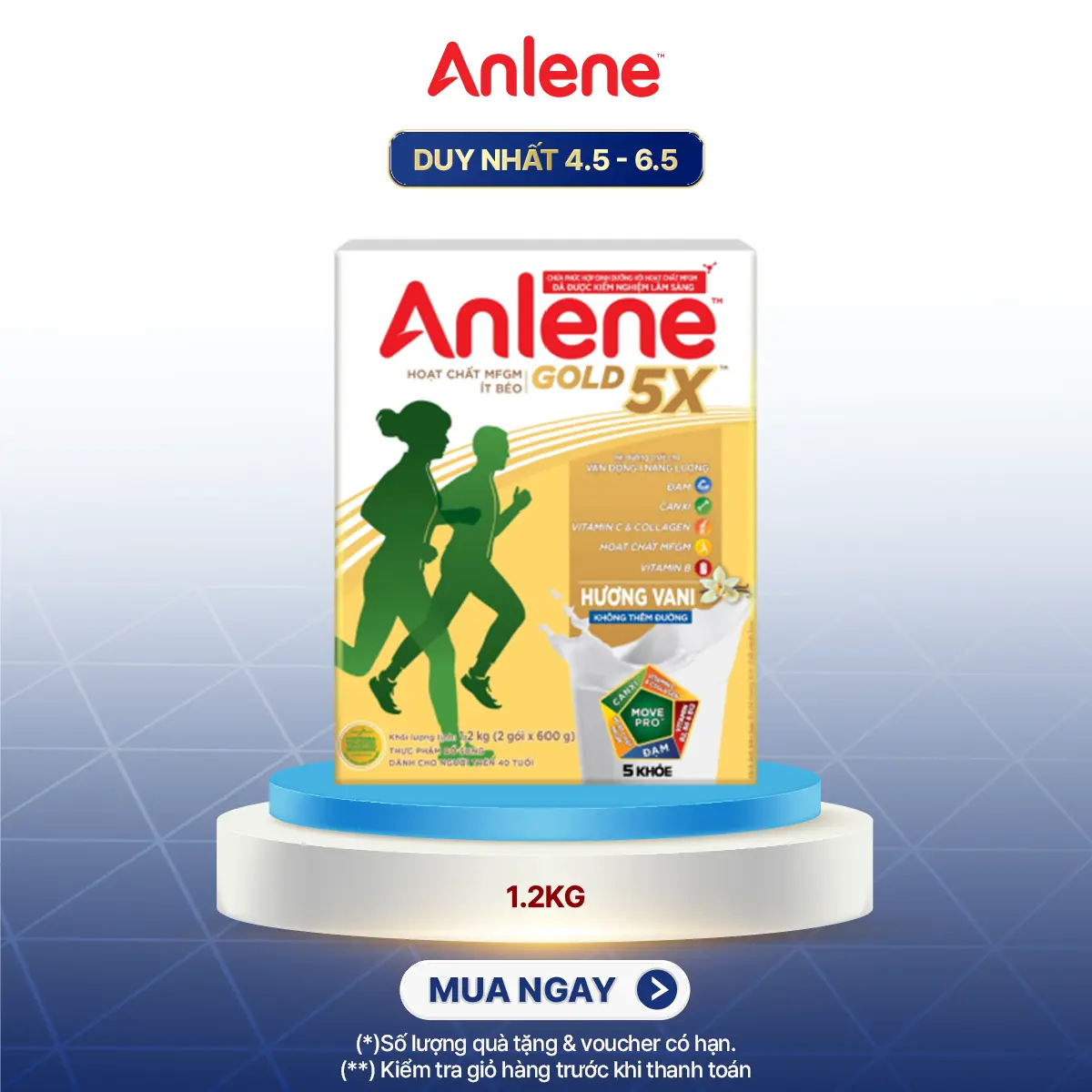 [LS] Hộp Sữa Giấy Anlene 5x 1.2KG Hương Vanilla