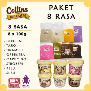 [PAKET 8 RASA] COLLINS Dip Glaze 8 x 100g Original Lezat | Selai untuk Roti, Donat dan aneka Makanan