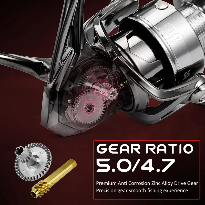 Sougayilang Fishing Reel, Reel Pancing Pemintal Lengan Batu Ganda Baru dengan Rasio Gigi 5.0:1 untuk Memancing di Luar Ruangan 4