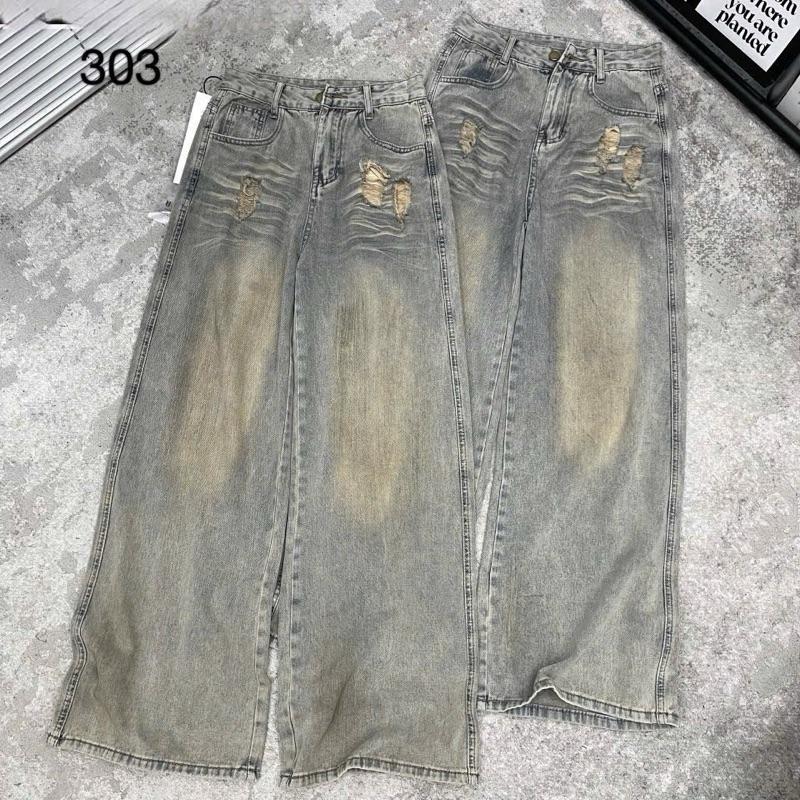 TATTA Jeans |#303  Quần Jeans Xuông 103-105cm Bụi Rách Nhẹ  Hàng QCCC Nữ Women Pant