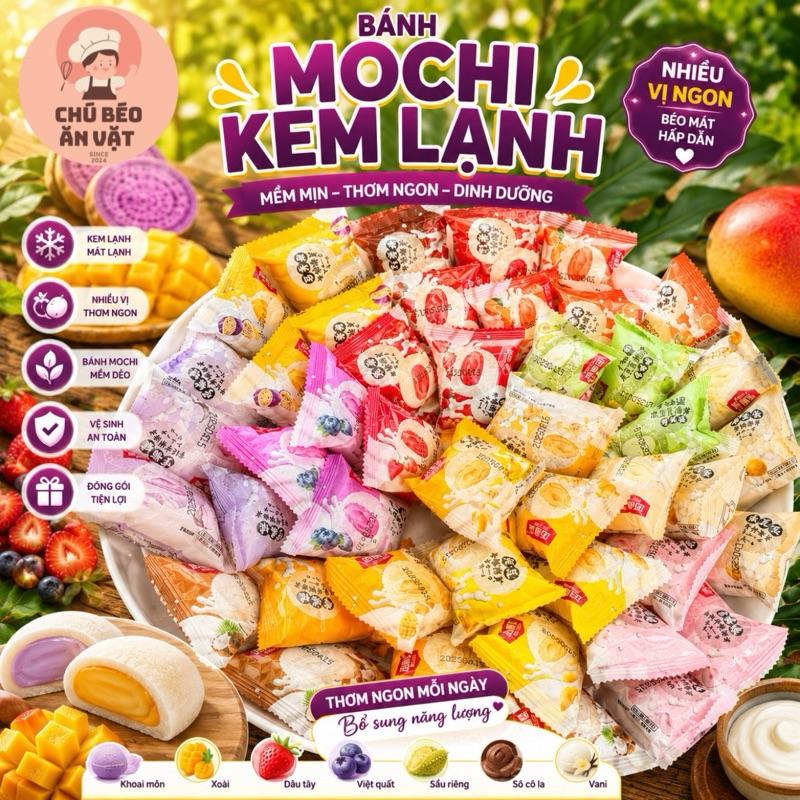 1kg Bánh Mochi Kem Lạnh Có 13 Vị: Đậu Nành, Bơ, Xoài, Đào, Khoai Môn, Sầu Riêng, Socola, Chuối, Cam, , Việt Quất, Chanh Dây Food Ăn Vặt Thức Ăn Cake live bánh trung thu