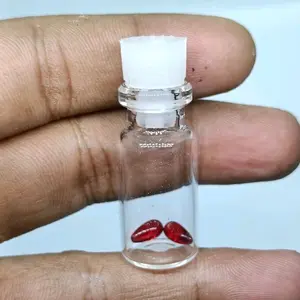 Sepasang Batu Mustik4 Merah Delim4 + Botol Mini , Tetes Air