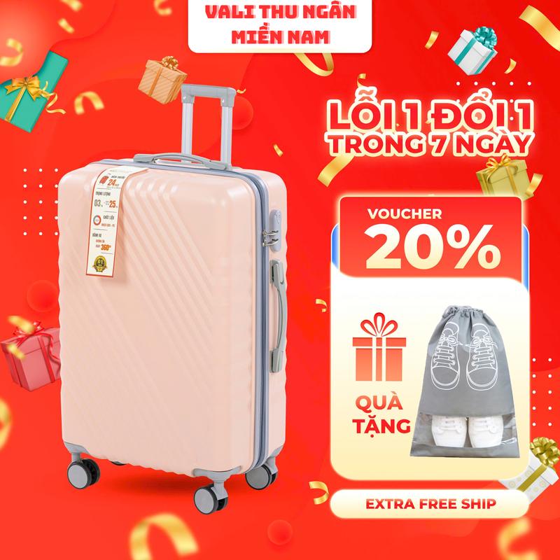 ks207 - [TẶNG TÚI ĐỰNG GIÀY] vali nhựa dẻo abs+pc chống va đập,chống nước,chịu lực tốt - có ngăn kéo kín - dây đai chữ X - BẢO HÀNH 2 NĂM PHỤ KIỆN - LỖI 1 ĐỔI 1 TRONG 7 NGÀY