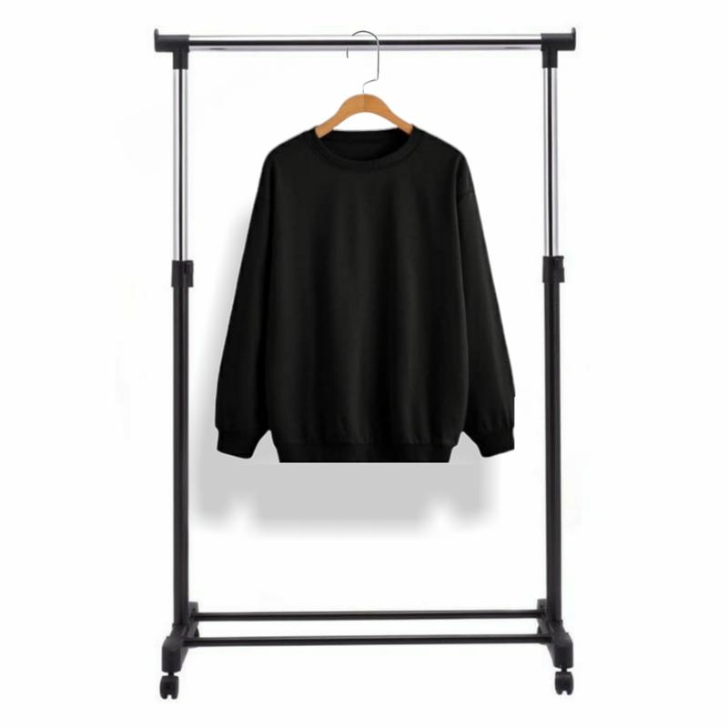 Sweater Crewneck Polos Hitam Putih • Outwear Size M L XL Pria Wanita | Black Edition Trendy Casual Hoodie Sweatshirt Cardigan Cewek Cowok fleece baju sedang motif polos lengan panjang Katun Polka Dot Hoodie/Jumper Korean Hoodies & Sweaters 5
