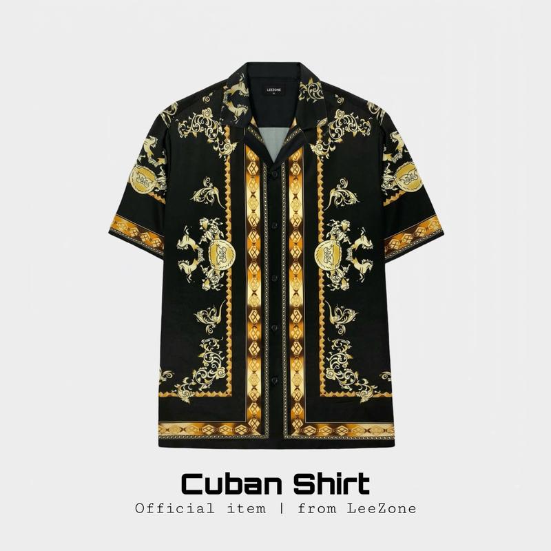 Sơmi Black Kingdom | Cuban Shirt LEEZONE form rộng Menswear Áo