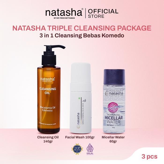 Gambar Natasha Triple Cleansing Package - 3 in 1 Cleansing Oil 140ml, Facial Wash 100gr, Micellar Water 60gr, Bebas Komedo dari Natasha Skincare Kota Administrasi Jakarta Barat Tokopedia