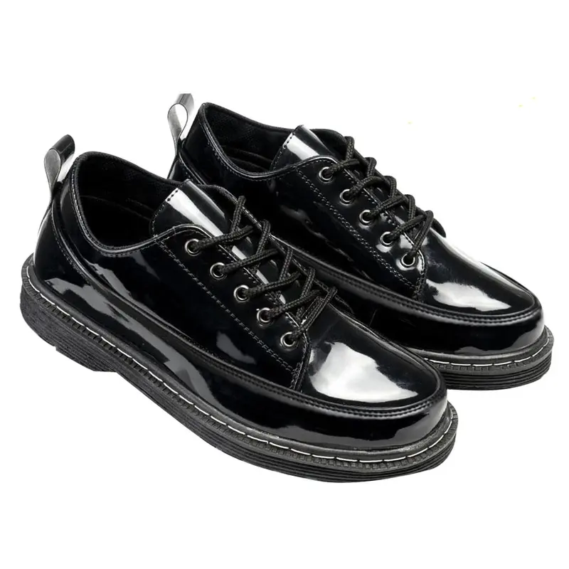 SEPATU FORMAL PRIA HITAM GLOSSY / SEPATU PANTOFEL DOCMART PRIA / SEPATU KERJA BLACK ROUN TOE SHOES / SEPATU KULIAH SEKOLAH DAN KERJA PRIA TERBARU 1