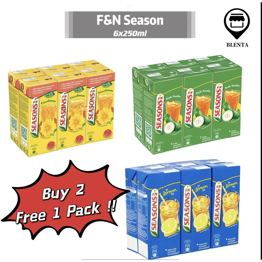 F&N Season Ice Lemon Tea/Winter Melon/Chrysanthemum Tea 6x250mlSG READY STOCKYeos. Marigold