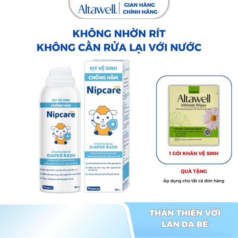 Xịt Vệ Sinh Hỗ Trợ Ngừa Hăm Nipcare Giảm Mẩn Đỏ Ngứa Rát Dưỡng Ẩm Da Bé 80ML