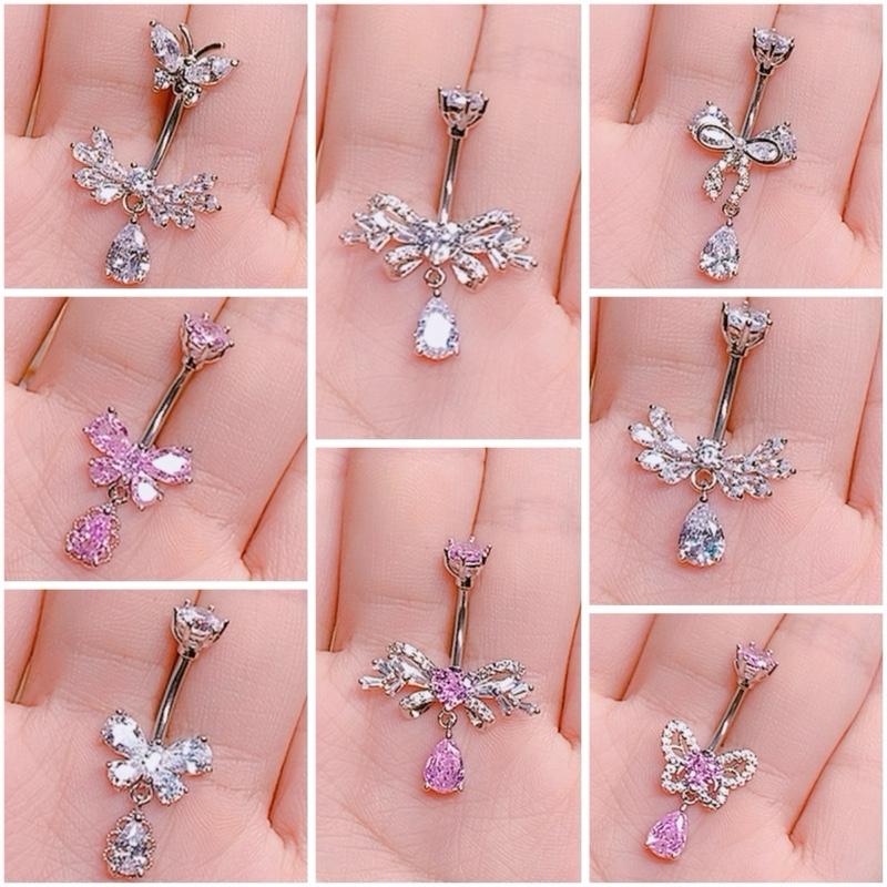 Khuyên rốn đính đá siêu sáng thân 6-8-10mm (ghi chú nếu lấy thân ngắn 6-8mm)