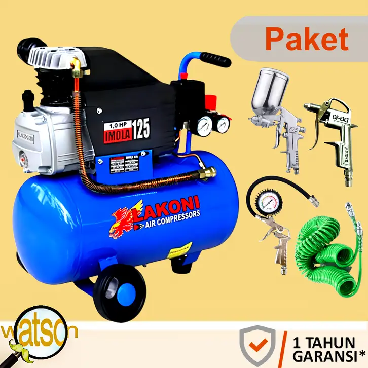 PAKET SIAP PAKAI KOMPRESOR LISTRIK Mesin Kompresor Angin 1 Hp Oiless 9 Liter / Air Compressor 9 L + Spraygun F75 FREE slang paket 6mtr + AIR CHUCK+SPRAYGUN MURAH