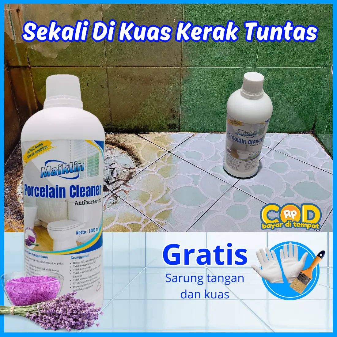Pembersih Serbaguna Penghilang Kerak Keramik Kamar mandi Dan WC Paling ampuh Antibakteri Maiklin Porcelain Cleaner