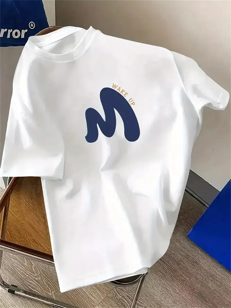 Baju Kaos Distro Simple Line Wake Up Atasan Oblong Lengan Pendek Pria Wanita Katun Combed 30s Premium