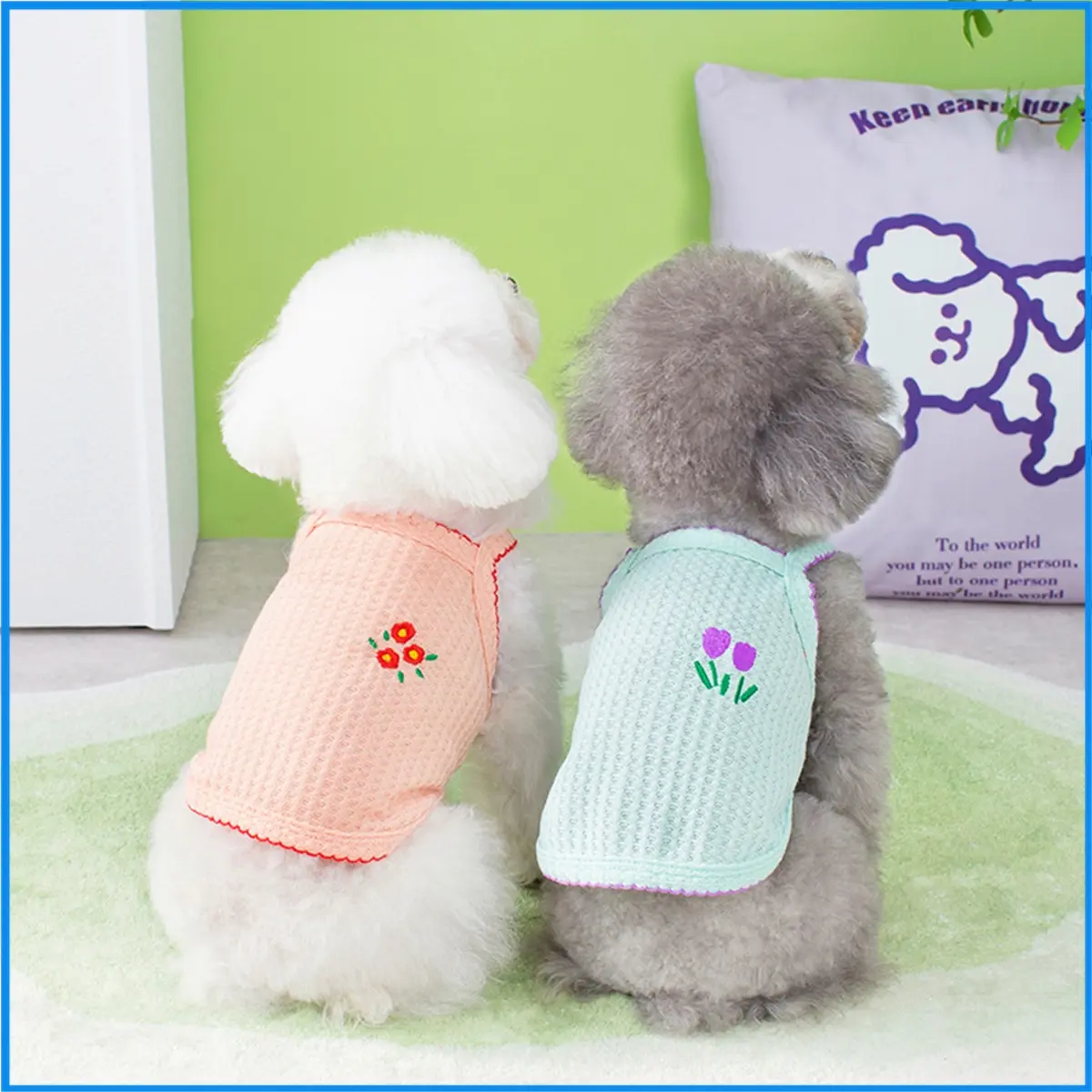 New styles Pet clothes Dog clothing vest with Floral Embroidery Suitable for Pomeranian and Teddy Small Dogs
