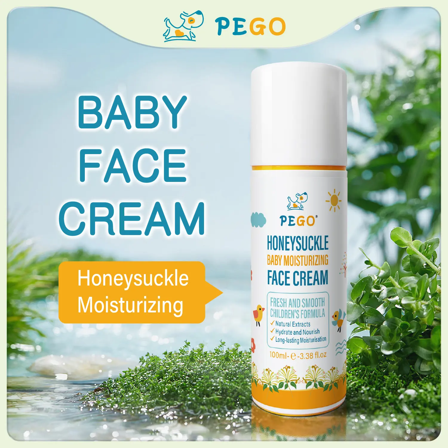 Baby Moisturizing Face Cream, Gentle Skincare, Safe & Harmless, Suitable for All Skin Types, Kids Face Lotion, Kids Face Cream, 3.38oz