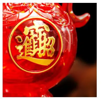 Teco Teko Seduh Teh Sembahyang Cao Cai Jin Bao Teko Puja Merah Kristal Acrylic Ukuran Besar Tea 1