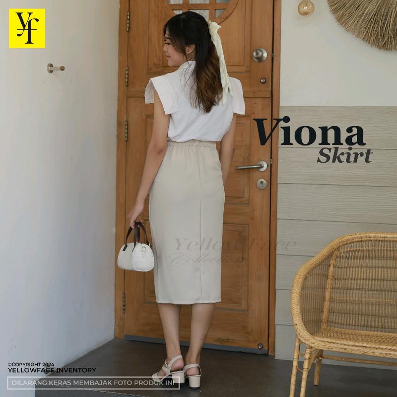 Yellowface Viona Skirt Bahan Semi Woll Premium / Rok Wanita Korean Style / Rok Span / Rok Kerja / Rok Santai Polos Kancing Tengah / Rok Model Midi dan Panjang 6