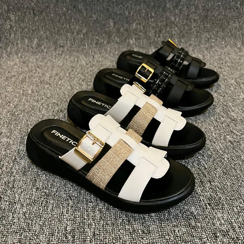 Finetic Sandal Slop Wanita Rajut Sendal Wedges Hak Tinggi 3 Cm Perempuan Shoes 5