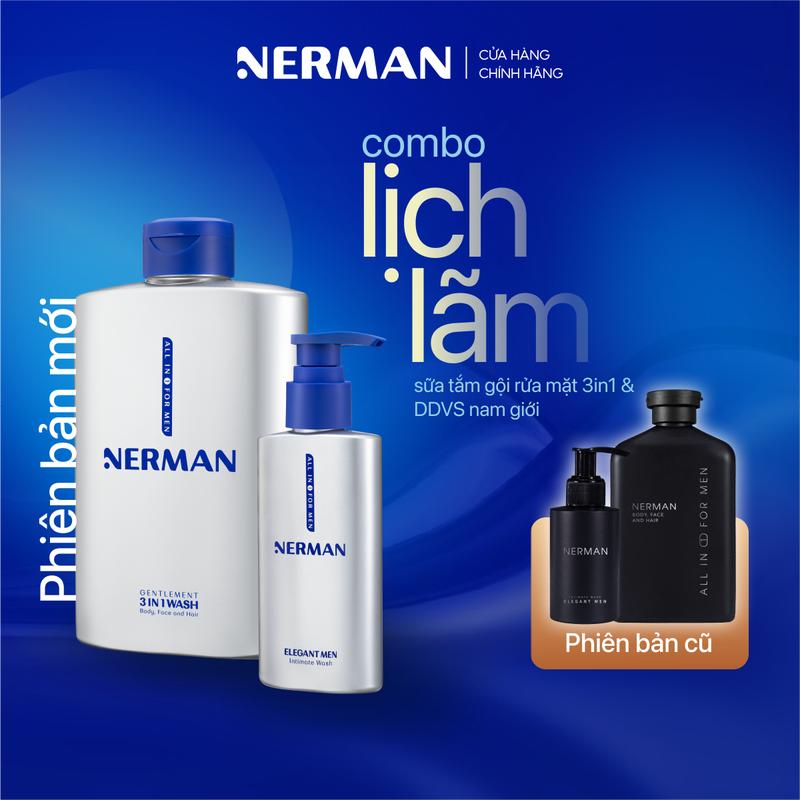 Combo lịch lãm Nerman - Sữa tắm gội cho nam 350ml & DDVS nam giới 100ml NER