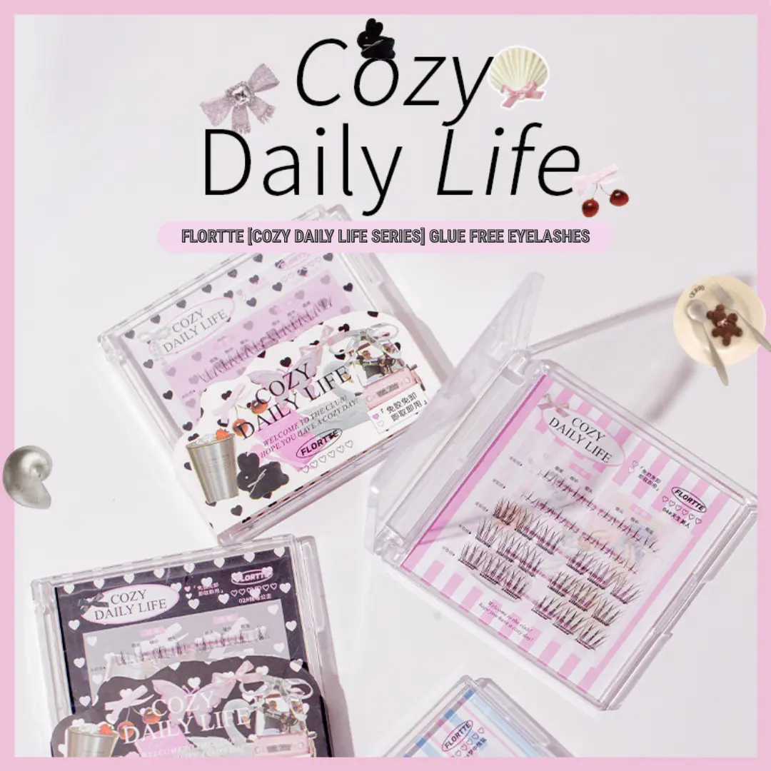FLORTTE Self Adhesive Eyelash Glue Free Cluster Top And Bottom Lash Set High Quality Reusable Lashes Easy 1 Second Application And Removal