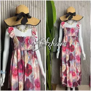 Long Jessy Elzhava Dress Wanita Flower Bunga Motif Casual Midi Panjang Floral
