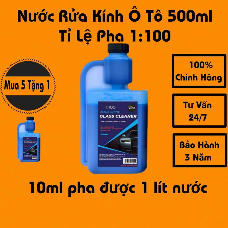 GIẢM GIÁ Nước Rửa Kính Ô Tô Glass cleaner 500ml Cao Cấp,Tỉ Lệ Pha 1:100,Cứ 10ml=10 Lít Nước. Làm Sạch