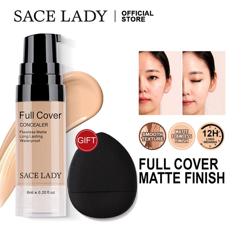   COD  Kem che khuyết điểm dạng lỏng SACE LADY kèm bông trang điểm miễn phí độ che phủ hoàn hảo trang điểm quầng thâm 6ml 