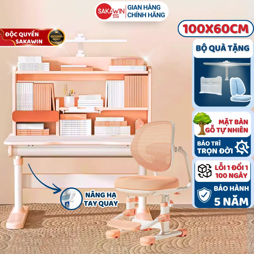 Bàn học cho bé Sakawin PRO100 Bàn học thông minh Size bàn 1M Phù hợp cho các con từ 4-18 tuổi sử dụng Đa năng và nhiều chức năng hỗ trợ ngồi học
