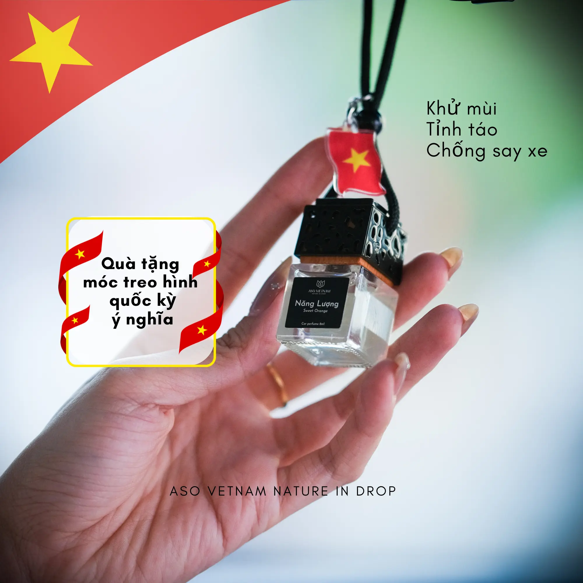 Tinh Dầu Treo xe Ôtô ASO Việt Nam [Chai Treo Sang Trọng] - Thiên Nhiên Nguyên Chất, Nhập Khẩu Có Kiểm Nghiệm COA - Treo Xe Ô tô, Tủ Quần Áo, Nhà Vệ Sinh