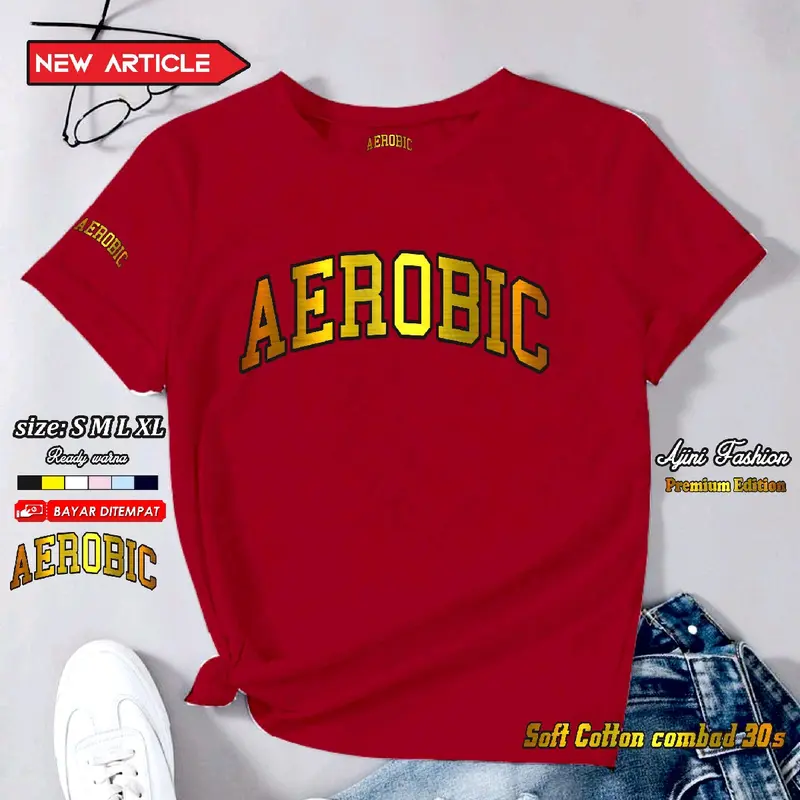 kaos aerobik baju atasan olahraga wanita terbaru kaos olahraga wanita kaos senam zumba atasan olah raga kaos aerobic katun combad 30s gold series Sport 4