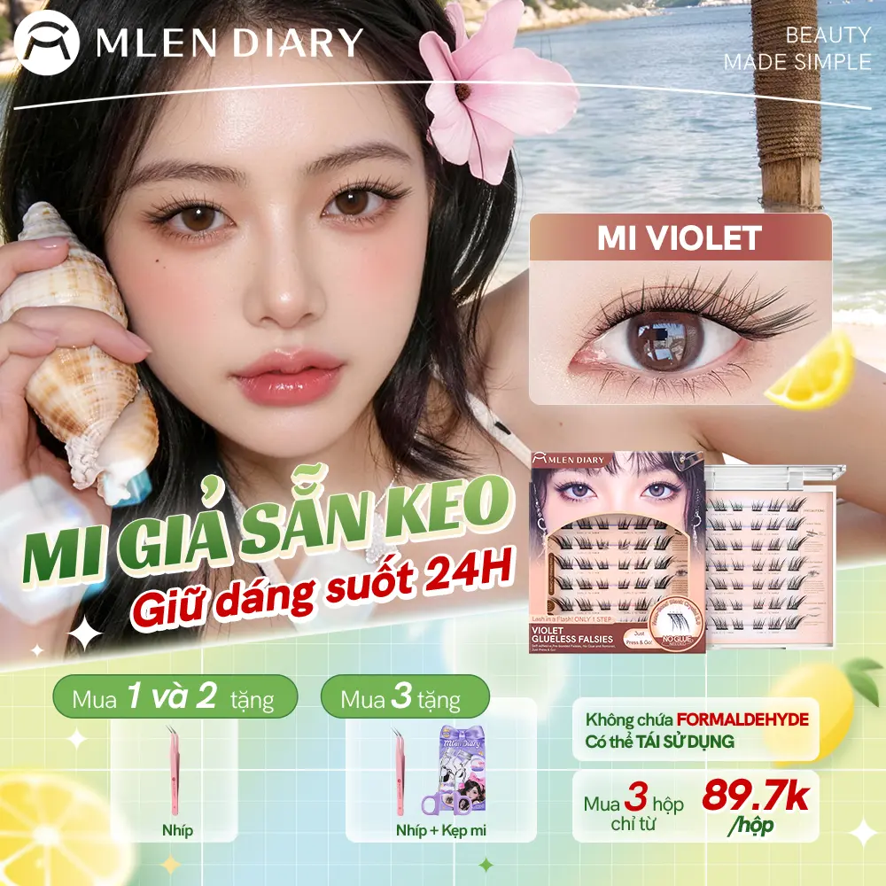 Mlen Diary - Mi Tự Dính, Mi Giả, Mi Sẵn Keo Pha Lê Đen, Dán Nhanh, Tiện Lợi, Mềm Mại, Mi Cụm Dễ Dùng, Mi dưới tự dính, Tự Nhiên, Sợi Mi Mảnh, Có Thể Sử Dụng Được Nhiều Lần