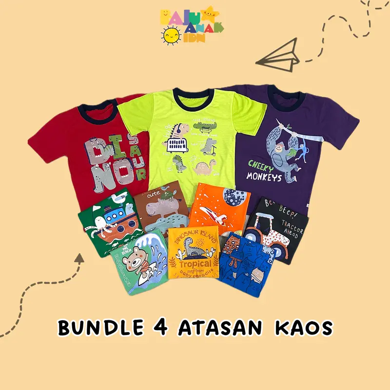 (GRATIS JAM) BUNDLE 4 ATASAN KAOS BAJU ANAK LAKI-LAKI 0