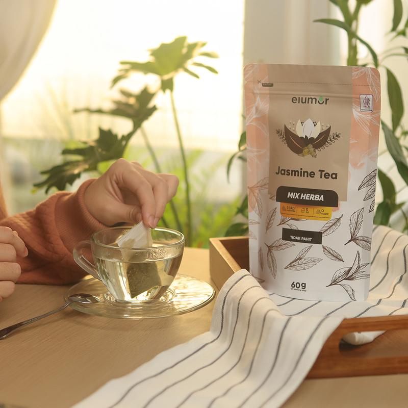 Elumor Jasmine Tea -  Minuman  Herbal Mengandung Daun Teh Melati Akar Kemuning Akar Klembak 4