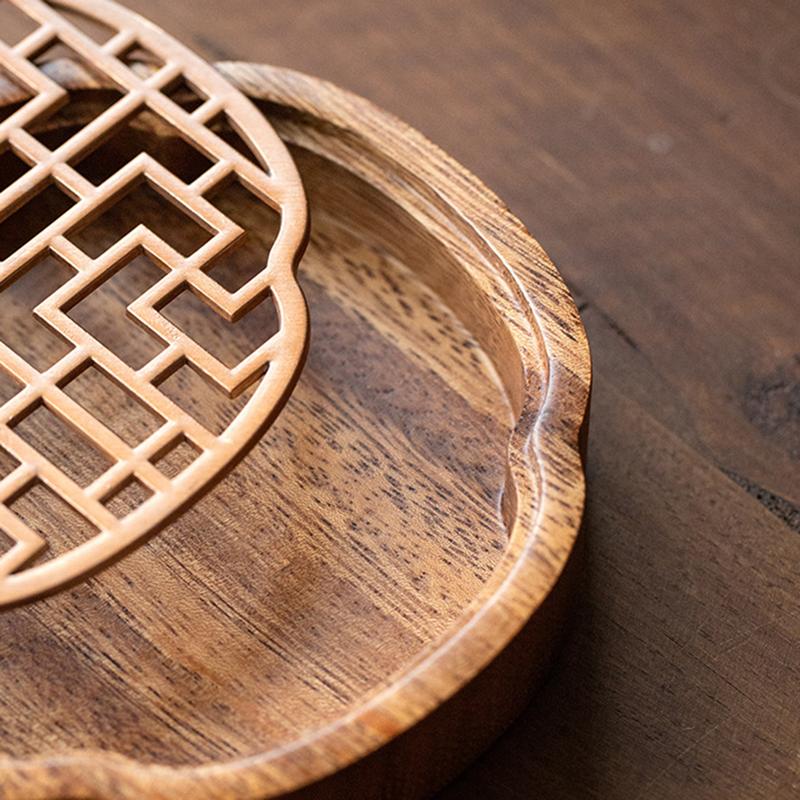 Product Introduction of Tea tray, walnut solid wood tea tray, small water storage pot holder for household use, hand polished wooden tea tray 6