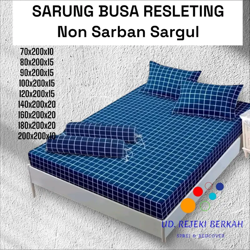Sarung Kasur Busa Resleting Polyester Halus & Lembut Kain 200/180/160/140/120/100/90/80/70 Non Bantal Guling Non Bedcover 8