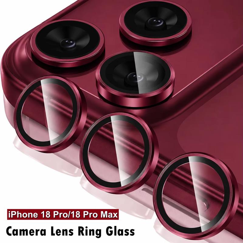 Bộ 3 miếng bảo vệ ống kính bằng kim loại cho iPhone 18 Pro Max và 18 Pro, kèm vòng bảo vệ ống kính hợp kim nhôm và tấm bảo vệ kính cường lực 9H, cùng nắp bảo vệ ống kính chống trầy xước cho iPhone 18 Pro Max.
