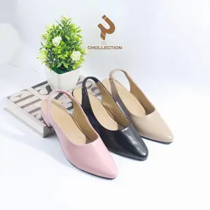 Sandal-Sepatu Heels Shena Tali Belakang Bapau Kenit Hak 3CM 36-40 Sendal Wanita