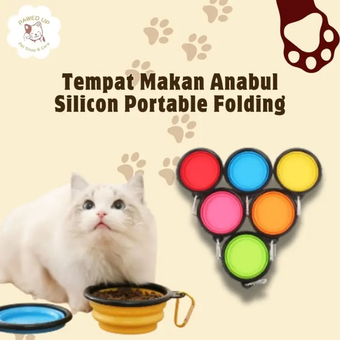 PAWED UP Silicone Pet Bowl Portable | Mangkok Buat Makan & Minum Foldable / Bisa Dilipat & digantung