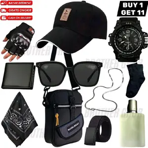 Promo Super Tas Selempang Pria Terlengkap Semua Dapat Bundling 11 In1 Beli Tas Pria Gratis Topi Baseball + Jam Tangan + Sarung Tangan + Slayer + Parfum + Kacamata + Kaoskaki + Kalung Titanium + Gesper Dan Dompet Cowok