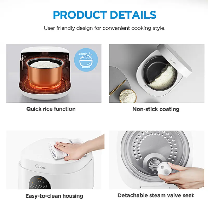 Midea Digital Rice Cooker - MB-FB30M161W 1L Beras - 5 Layer and 7 Preset Menu - Penanak Nasi Multifungsi Panci anti lengket dan anti gores-Cocok untuk 1-3 orang -FREE ONGKIR JABODETABEK 2