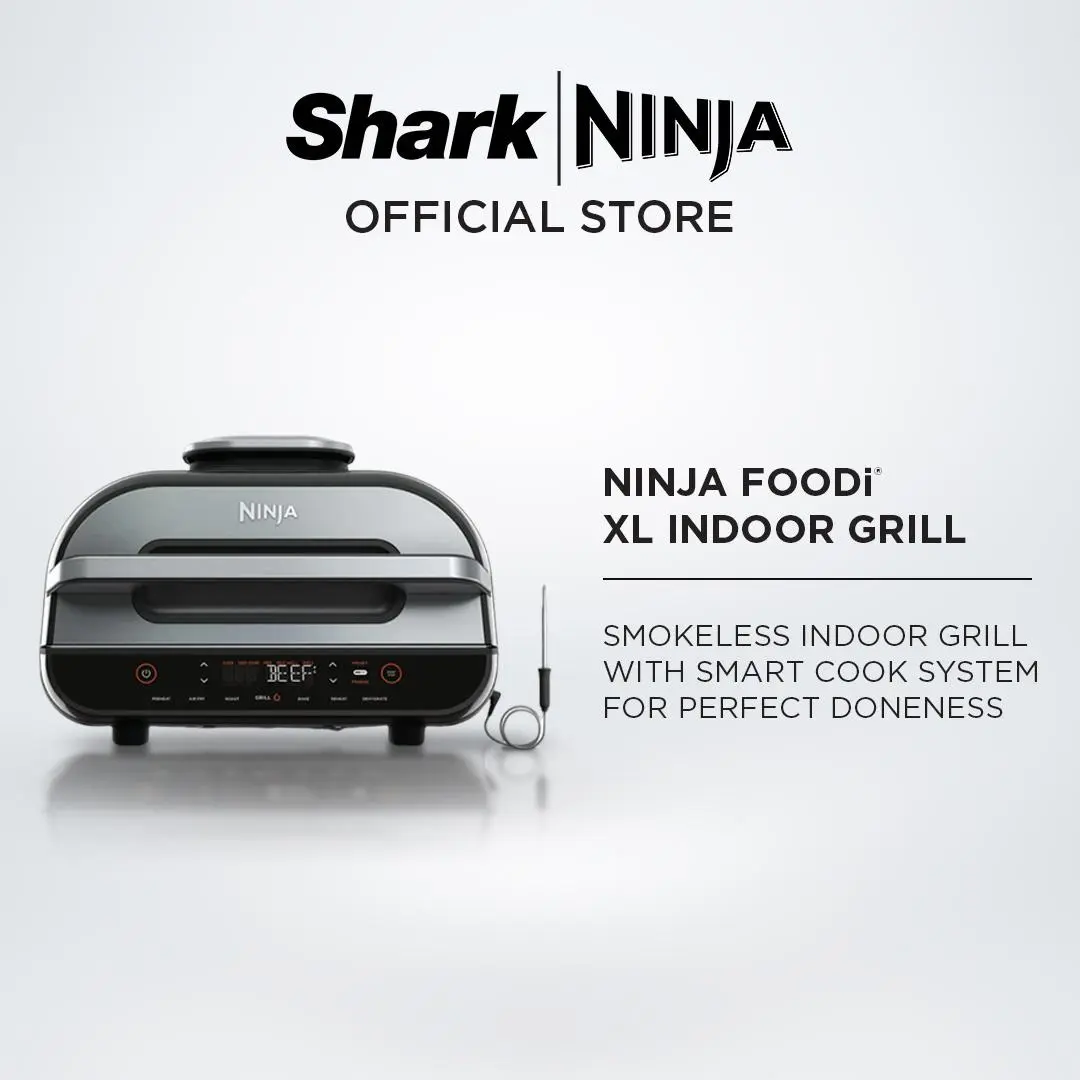 Ninja Foodi Smart XL Grill & Air Fryer with Digital Probe, Indoor Ninja Grill with Air Fry, Roast, Bake, Broil Dehydrate & Reheat - Ninja AG551