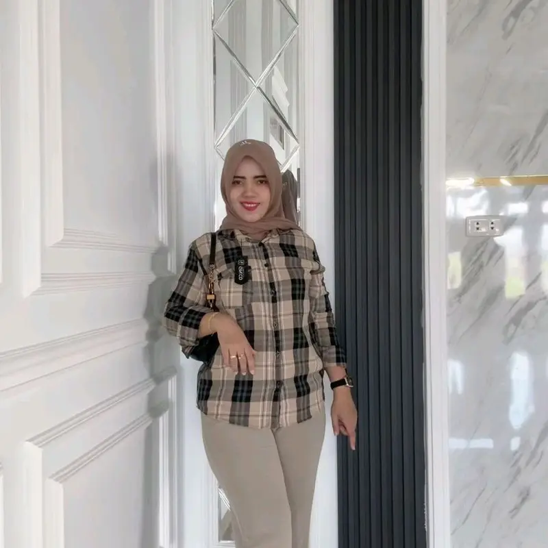 Kemeja Flanel Kotak-kotak Pria Wanita Flannel Lengan Panjang Bahan Semi Wol Premium Lembut 0