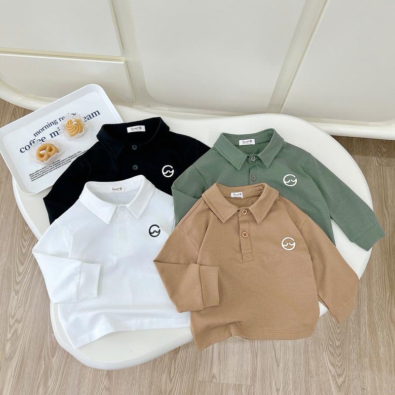  Áo dài tay polo Beemo in nổi phối cúc vải cotton thoáng mát cho bé trai từ 9-25kg 4526ADK 