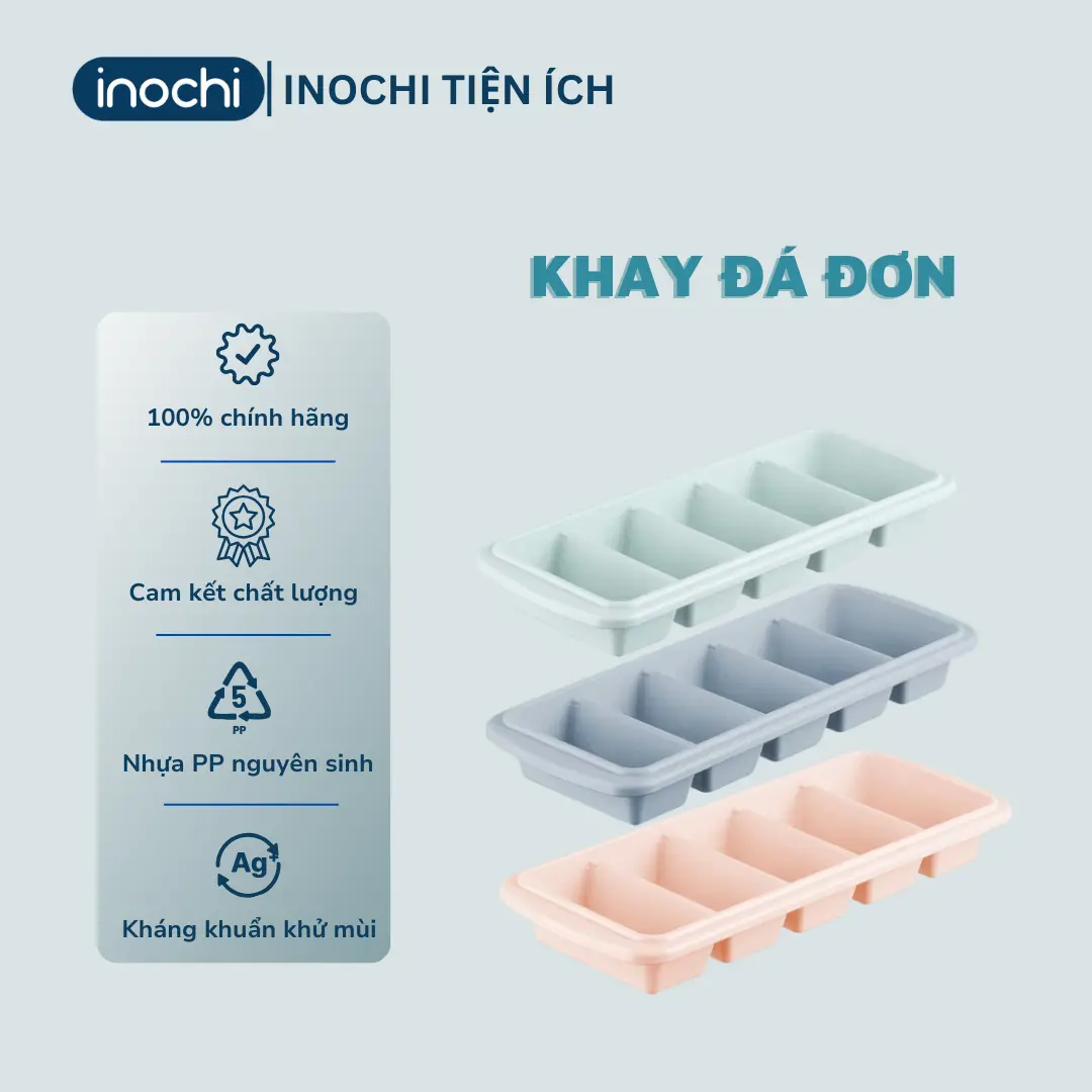 Khay đá ĐƠN (không nắp, không hộp) Inochi loại 5/10/12/84 viên tiêu chuẩn Nhật lấy đá dễ dàng, nhanh chóng - CHÍNH HÃNG INOCHI