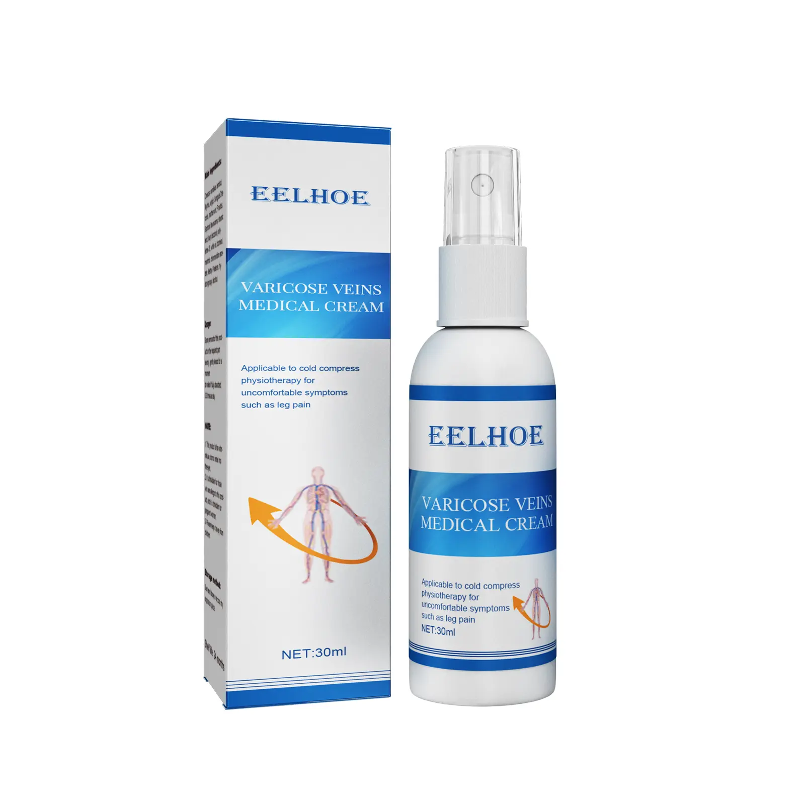 Intravenous massage spray for varicose veins relief and earthworm leg blood vessel bulge pain spray