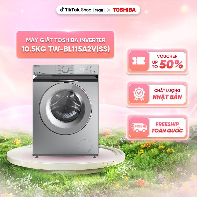 [BÁN CHẠY - MIỄN PHÍ LẮP ĐẶT] Máy giặt Toshiba inverter 10.5 kg TW-BL115A2V(SS) - Kết nối Wifi và điều khiển từ xa bằng điện thoại thông minh