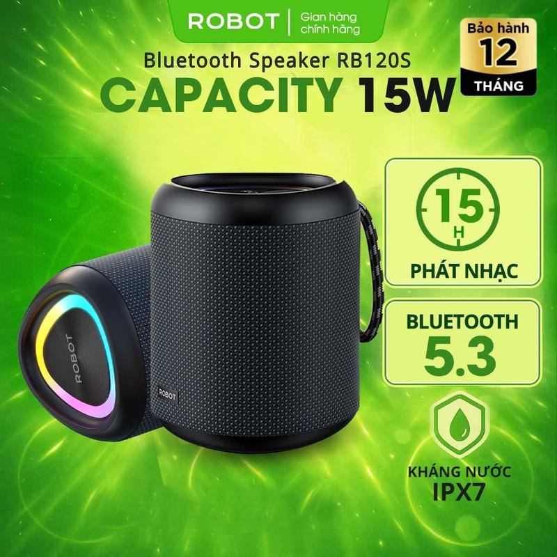Loa Bluetooth Bass Mạnh Mẽ ROBOT RB120S Công Suất 15W Led RGB Kháng Nước IPX7 Thời Lượng Pin Sử Dụng Lâu - Hỗ Trợ Kết Nối AUX/ Thẻ Nhớ | Củ Loa Nghe Nhạc Phiên Bản Nâng Cấp | Bảo Hành 12 Tháng