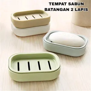 Tempat Sabun Mandi 2 Lapis Container Soap Drain Box - BIZ001 - Blue/Gray Plastik