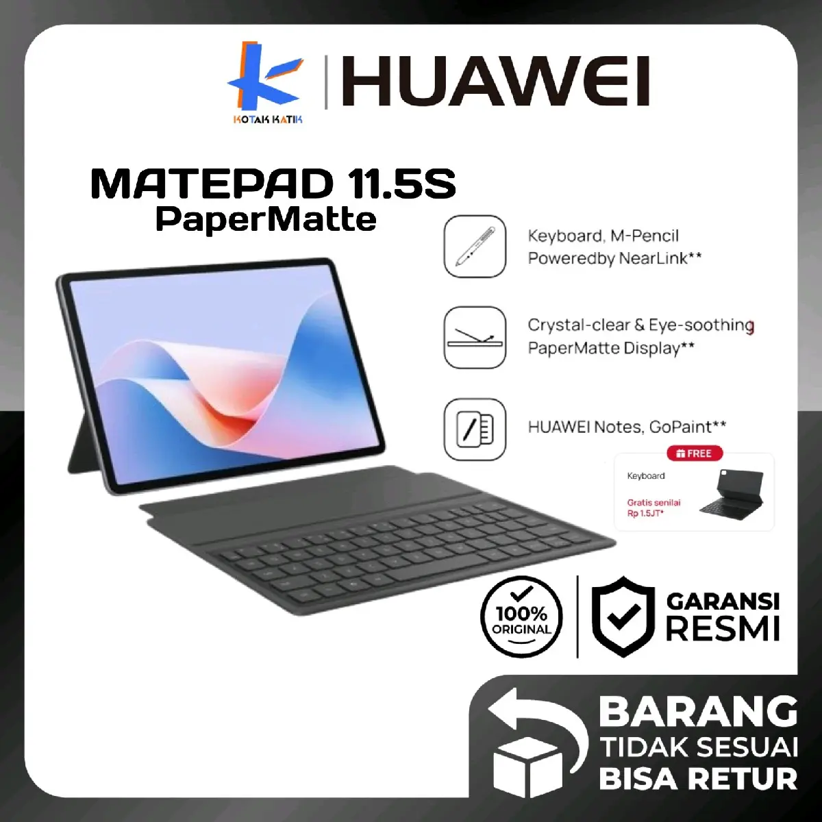 Huawei Matepad 11.5S PaperMatte Edition Tablet 8/256 GB Baru Garansi Resmi